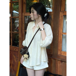  NANCY TOP | HeibyHer | Áo sơmi cổ trụ form rộng phối cột nơ lưng 