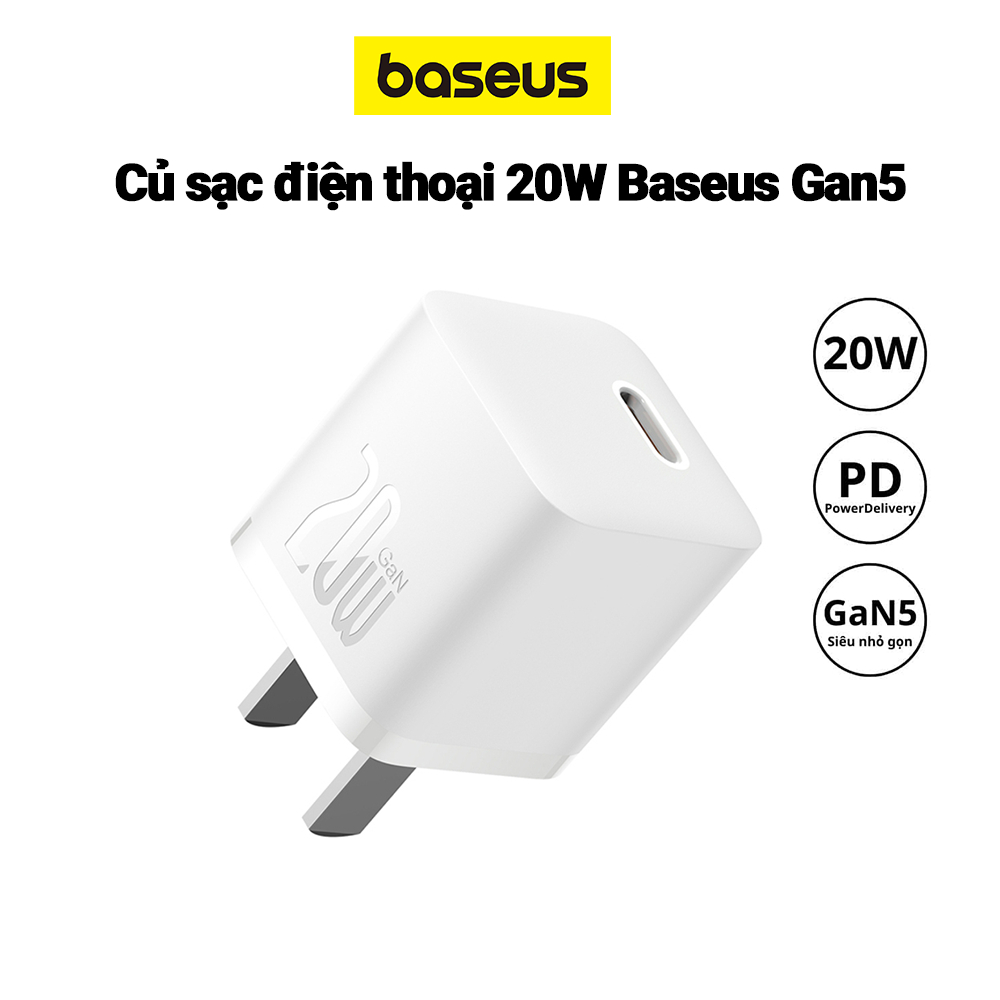 [Quà tặng] Củ sạc điện thoại 20W Baseus Gan5 PD