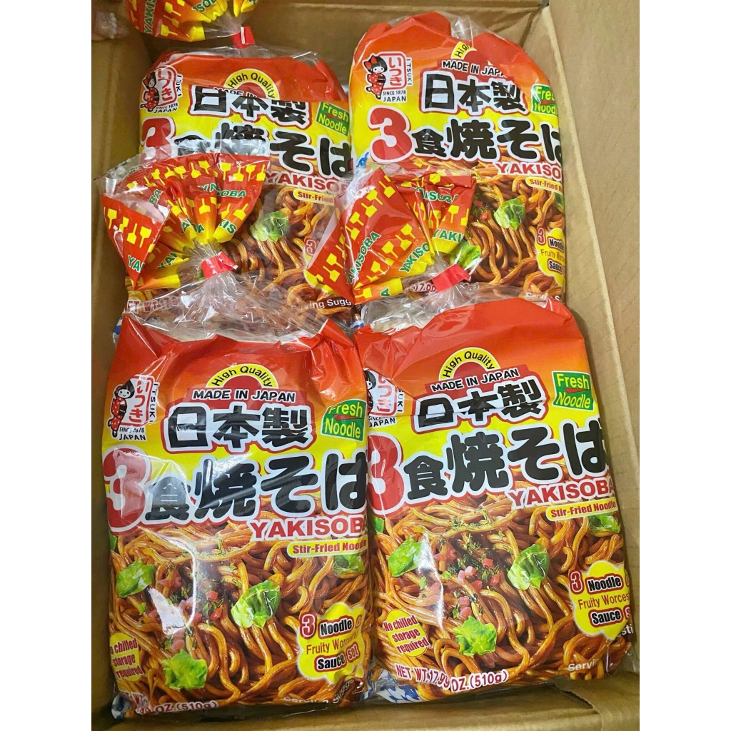 Mì Xào Yakisoba tươi kèm gói sốt Itsuki 3 phần ăn 510g