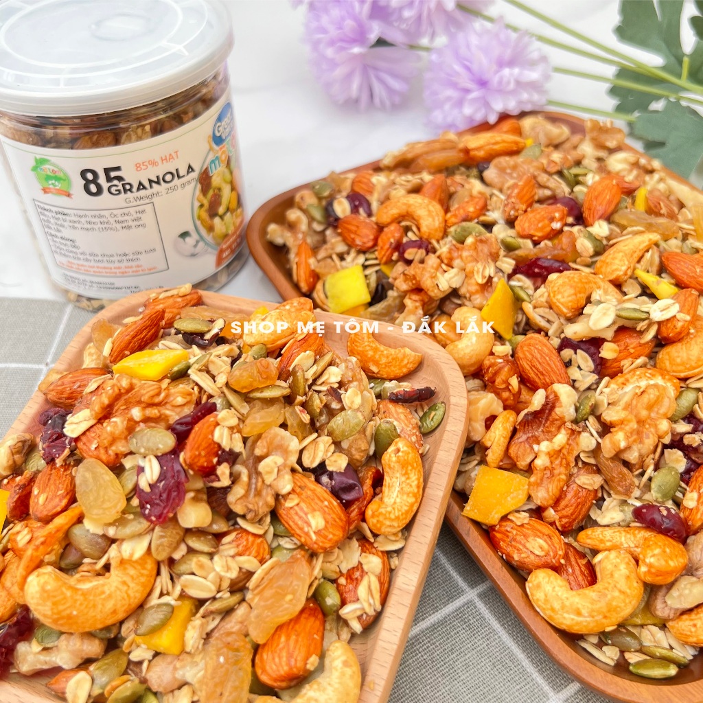 GRANOLA 85% HẠT 15% YẾN MẠCH NƯỚNG MẬT ONG SHOP MẸ TÔM (CÓ XUẤT HÓA ĐƠN CÔNG TY)