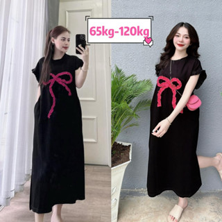 Đầm xuông bigsize 65-120kg ( bầu mặc được ) . Đầm xuông dài qua gối Thoải mái . BIGSIZE TRINH EM
