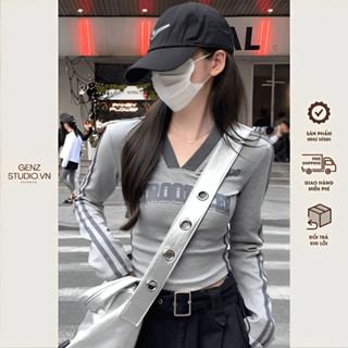 Áo Thun Nữ Tay Dài Babytee Cổ V Zerocirle Thể Thao Dáng Croptop Ôm Eo Hách Dáng Cá Tính