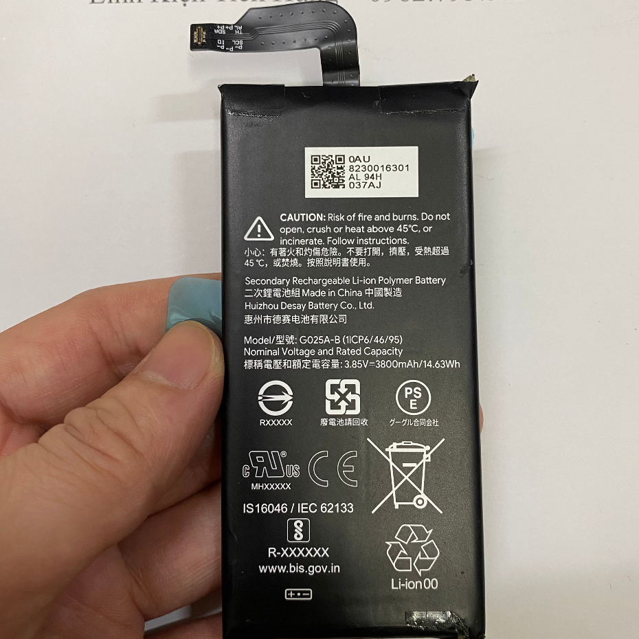 Pin Google Pixel 5 XL / 5XL (G025A-B) 3800mAh loại AA
