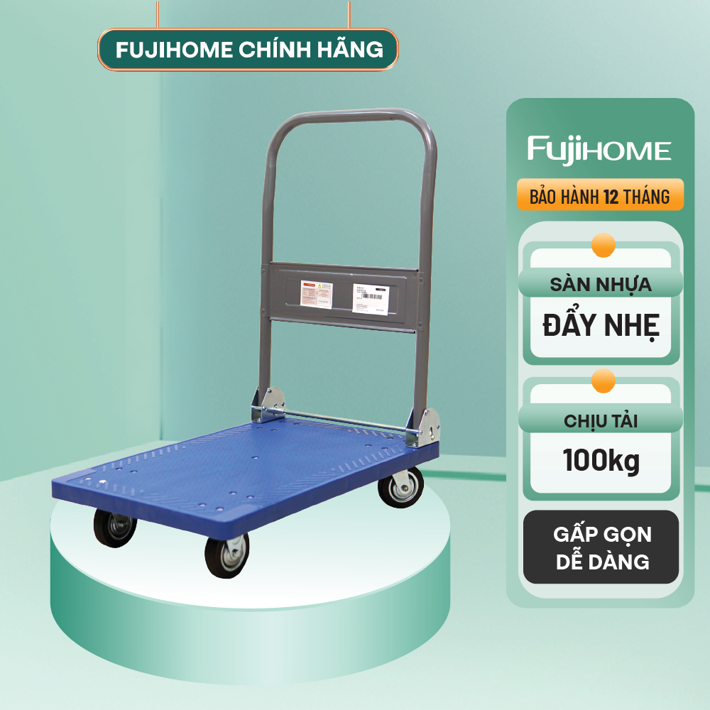Xe đẩy hàng sàn nhựa FUJIHOME PH150A tải trọng 100kg - Thiết kế chắc chắn, bánh xe cao su đàn hồi