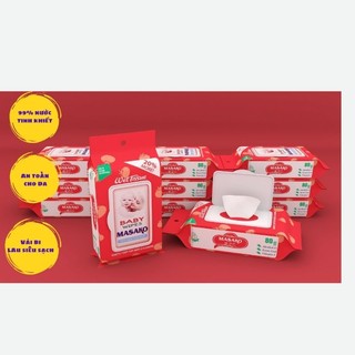 Khăn ướt Masako 80g, móc treo, Dùng 1 lần, không cồn  không parabens, an toàn cho da