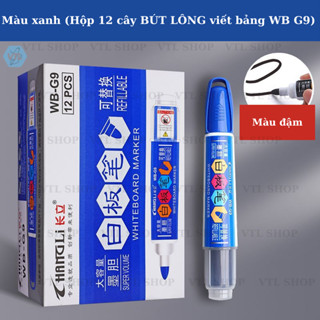 Hộp 12 cây bút lông viết bảng cao cấp có thiết kế ống mực WBG9 - Hộp 12 cây bút lông bảng xóa dễ dàng VTL Shop