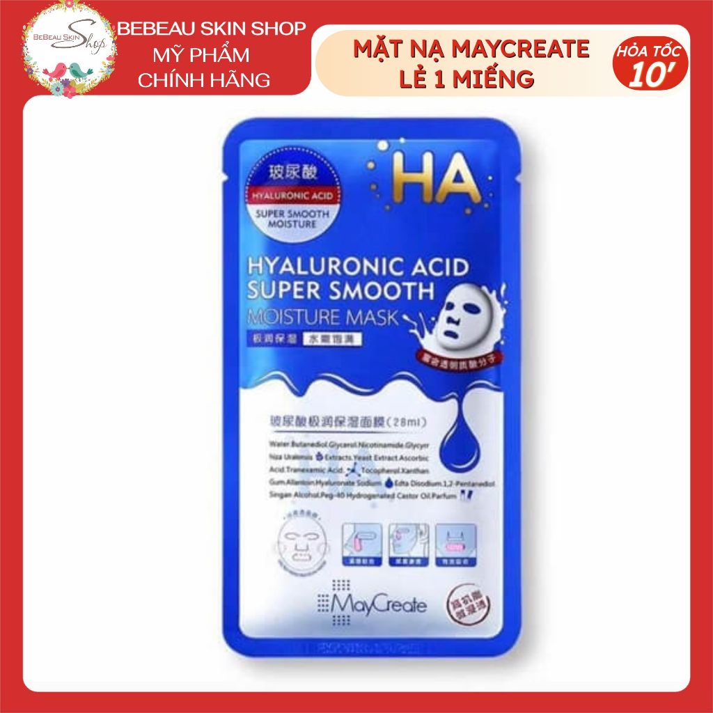 Mặt Nạ HA Maycreate Xanh Cấp Ẩm 1 miếng - Bebeau