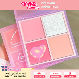 XIXI Phấn Má Hồng XIXI 4 ô Nhũ Sáng Highlight Trang Điểm Tích Hợp Phấn Mắt Nhũ Lìbền màu makeup trang điểm làm đẹp