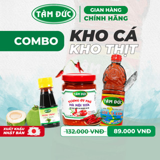 Combo kho cá thịt Tâm Đức 3 loại nước mắm cốt cá cơm 1L, nước màu cốt dừa 100g, tương ớt phở Hà Nội xưa 180ml
