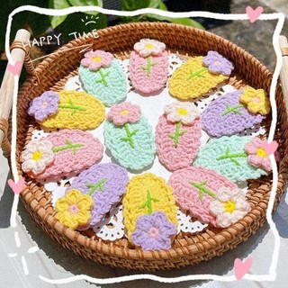 Kẹp tóc len handmade, kẹp mái bằng len thủ công xinh xắn nhiều mẫu dành cho nữ