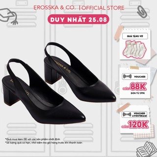 Giày cao gót Erosska thời trang mũi nhọn phối dây hở gót cao 5cm ver 2 - EH015
