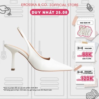 Erosska - Giày cao gót dáng Slingback mũi nhọn cao 9cm màu trắng - EH041