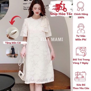 [BEST SELLER] ( 40kg - 95kg ) [ Tặng Mấn Cài ] Đầm Bầu , Suông Nơ Vai Tiểu Thư Kem , Form Dễ Mặc MCN