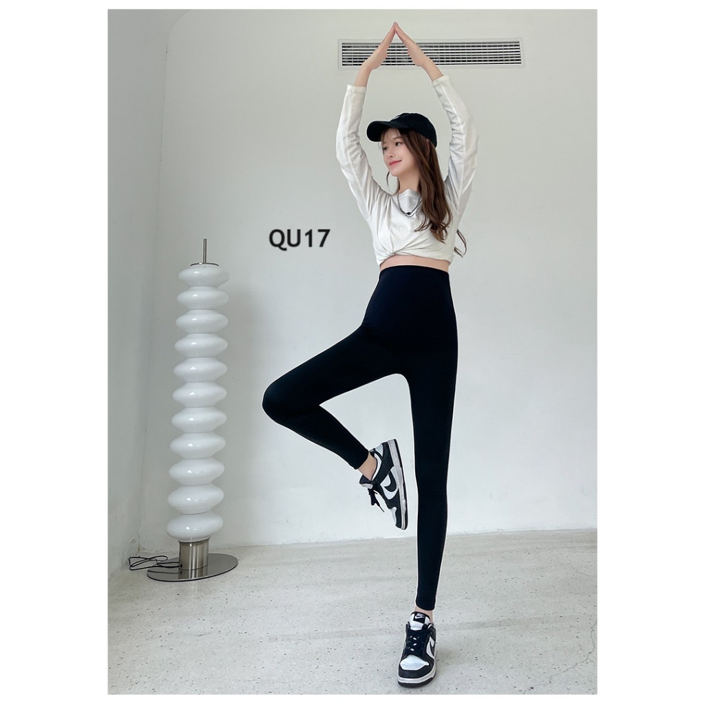 Quần bầu dài legging co giãn 2 màu đen và xám, quần legging tập gym, yoga by Đầm Bầu Thỏ - QU17