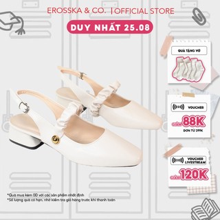Giày cao gót Erosska quai ngang nhún ngọc cài hậu cao 3cm _ EL024