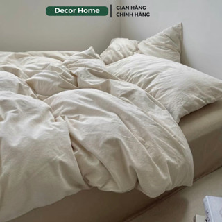 Bộ chăn ga gối Đũi Muji kẻ phong cách Nhật Bản, bộ 4 món Cotton Đũi basic phong cách Wabi-Sabi mềm mát Decor Home