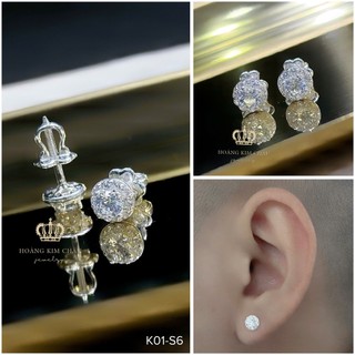 Bông tai bạc nam nữ Hoàng Minh Châu Jewelry (K01-S6), thiết kế thanh lịch chuẩn bạc chính hãng
