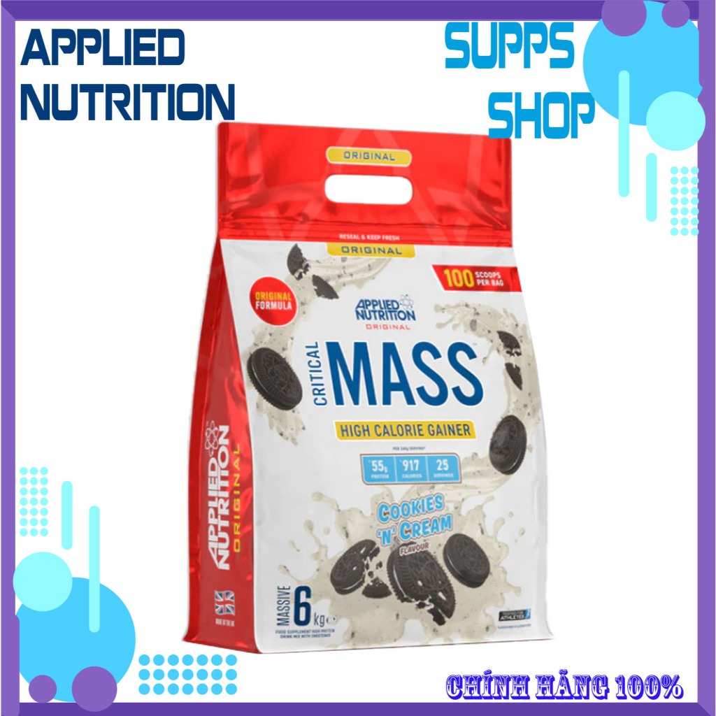 CRITICAL MASS Applied Nutrition vị Vani túi 6kg - Sữa tăng cân tăng cơ cho người gầy