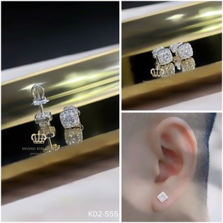 Bông tai bạc nam nữ Hoàng Minh Châu Jewelry (K02-S55), thiết kế thanh lịch chuẩn bạc chính hãng