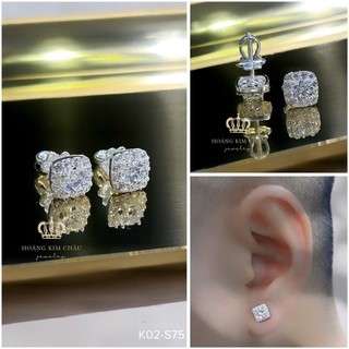 Bông tai bạc nam nữ Hoàng Minh Châu Jewelry (K02-S75), thiết kế thanh lịch chuẩn bạc chính hãng