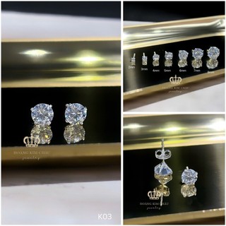 Bông tai bạc nam nữ Hoàng Minh Châu Jewelry ( K03 ), thiết kế thanh lịch chuẩn bạc chính hãng