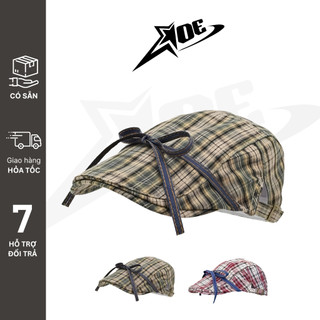 (Có sẵn) AOE STUDIO - Mũ nồi Beret Y2K cao cấp chất nón kaki kẻ sọc hồng đính  phong cách Hàn Quốc dành cho nữ