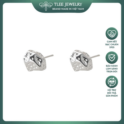 Khuyên tai bạc nữ TLEE hạt khối lục giác chấm lỗ cá tính TLEEJEWELRY B0508