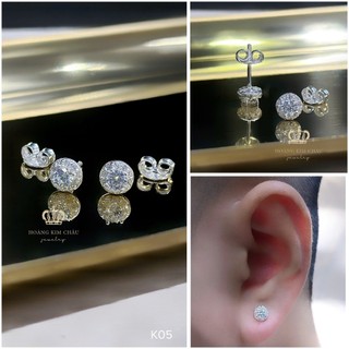 Bông tai bạc nam nữ Hoàng Minh Châu Jewelry ( K05 ), thiết kế thanh lịch chuẩn bạc chính hãng
