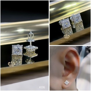 Bông tai bạc nam nữ Hoàng Minh Châu Jewelry ( K06 ), thiết kế thanh lịch chuẩn bạc chính hãng