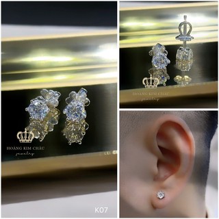 Bông tai bạc nam nữ Hoàng Minh Châu Jewelry ( K07 ), thiết kế thanh lịch chuẩn bạc chính hãng