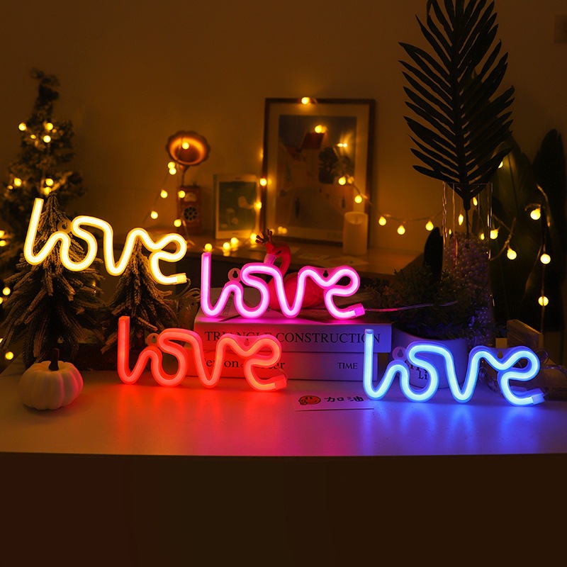 Đèn LED Neon Treo Tường Chữ LOVE Ánh Sáng Đỏ Trang Trí Phòng, Tiệc Cưới Đẹp Rực Rỡ