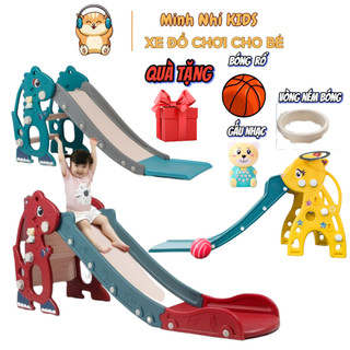    Ȟỏa Tốc 2H   Cầu trượt cho bé trong nhà hình khủng long có gấu phát nhạc,bóng rổ mẫu 2025 Minhnhi.kid 