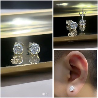 Bông tai bạc nam nữ Hoàng Minh Châu Jewelry ( K09 ), thiết kế thanh lịch chuẩn bạc chính hãng