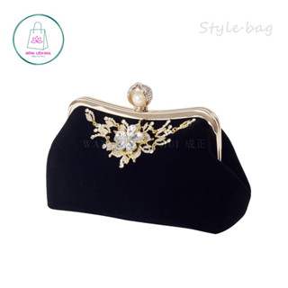 Túi áo dài - túi dự tiệc cưới nhung đính họa tiết trang nhã