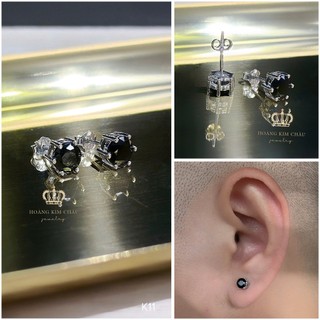 Bông tai bạc nam nữ Hoàng Minh Châu Jewelry ( K11 ), thiết kế thanh lịch chuẩn bạc chính hãng