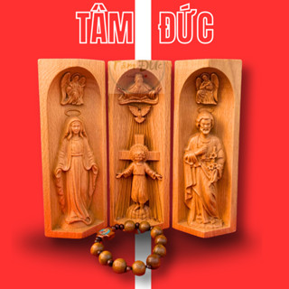 Bộ Bàn Thờ Công Giáo Thánh Gia Mini Gấp Gọn, Tiện Lợi, Gỗ Cao Cấp Chống Mối Mọt