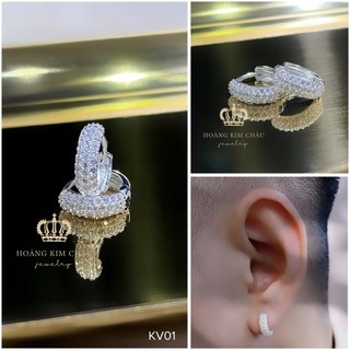 Bông tai bạc nam nữ Hoàng Minh Châu Jewelry ( KV01 ), thiết kế thanh lịch chuẩn bạc chính hãng