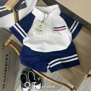 Bộ đồ bé trai,Quần áo trẻ em , Set cộc ay cotton phối viền cực kì đáng yêu, Đồ bộ bé trai-----MÃ POLO TRẮNG PHỐI XANH