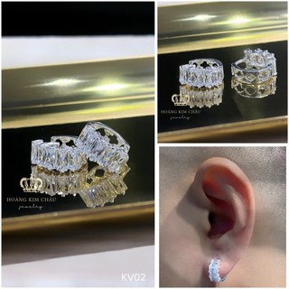 Bông tai bạc nam nữ Hoàng Minh Châu Jewelry ( KV02 ), thiết kế thanh lịch chuẩn bạc chính hãng