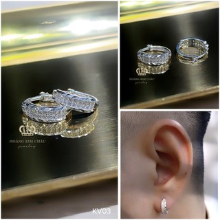 Bông tai bạc nam nữ Hoàng Minh Châu Jewelry ( KV03 ), thiết kế thanh lịch chuẩn bạc chính hãng