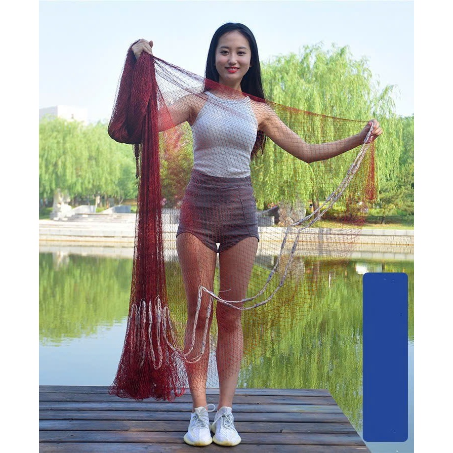 Chài Dù Đỏ Thái Lan Cao 4m Mắt 2cm,3cm,4cm Chân Chì và Khoen Thái Lan