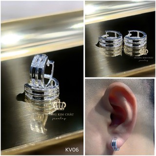 Bông tai bạc nam nữ Hoàng Minh Châu Jewelry ( KV06 ), thiết kế thanh lịch chuẩn bạc chính hãng