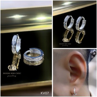 Bông tai bạc nam nữ Hoàng Minh Châu Jewelry ( KV07 ), thiết kế thanh lịch chuẩn bạc chính hãng