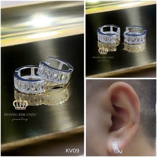Bông tai bạc nam nữ Hoàng Minh Châu Jewelry ( KV09 ), thiết kế thanh lịch chuẩn bạc chính hãng
