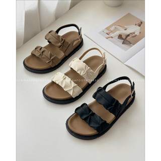 Sandal Đế PU Nhẹ Cao 3CM Trendy 3 Màu Đen Kem & Nâu TD808-DÉP THỜI TRANG HAI QUAI NGANG NHÚN BÈO - GIÀY BỆT NỮ TÍNH