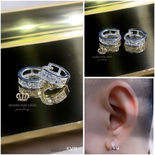 Bông tai bạc nam nữ Hoàng Minh Châu Jewelry ( KV11 ), thiết kế thanh lịch chuẩn bạc chính hãng