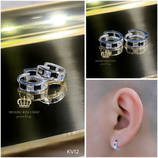 Bông tai bạc nam nữ Hoàng Minh Châu Jewelry ( KV12 ), thiết kế thanh lịch chuẩn bạc chính hãng