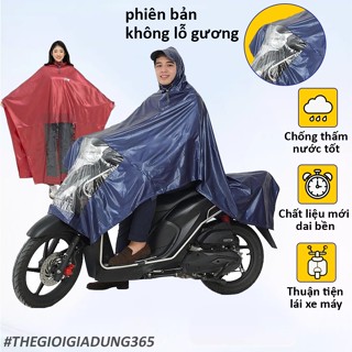 Áo Mưa Cánh Dơi 1 Đầu, 2 Đầu Không Lỗ Xỏ Gương Rộng Trùm Kín Đi Xe Máy PVC Siêu Dai Bền Chống Nước Cao Cấp Nam Nữ