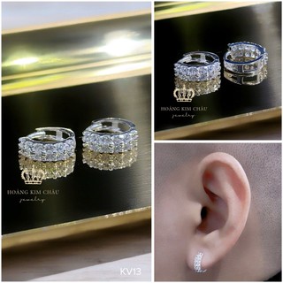 Bông tai bạc nam nữ Hoàng Minh Châu Jewelry ( KV13 ), thiết kế thanh lịch chuẩn bạc chính hãng