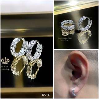 Bông tai bạc nam nữ Hoàng Minh Châu Jewelry ( KV14 ), thiết kế thanh lịch chuẩn bạc chính hãng